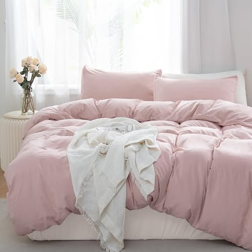 TOCOMOA Bettwäsche 135x200 2teilig Rosa, Bettwäsche-Sets Weich und Bügelfrei Mikrofaser, Oeko-TEX Zertifiziert, 1 Bettbezug und 1 Kissenbezug 80x80 cm mit Reißverschluss