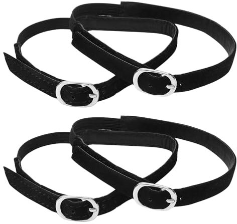 COMNICO 2 Pares de Cordones Elásticos Ajustables de Tacón Alto, Correas de Tobillo Desmontables, Accesorios Anti-Sueltos Con Hebilla Para Mujer, Negro, 33× 1 × 0.2 cm