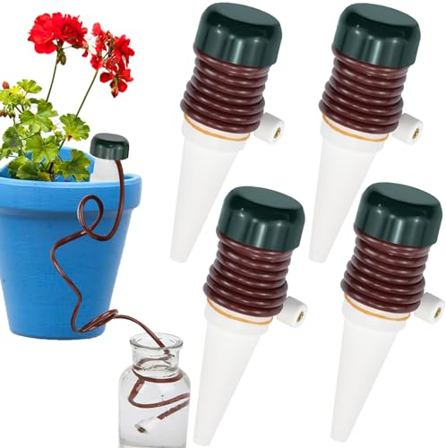 NAROSEBE 4 Pezzi Set Irrigazione Goccia Automatica con Tubo da 75 cm Sistema di Irrigazione per Piante in Ceramica Dispositivo di irrigazione Automatico per Piante per Piante Fiori Bonsai