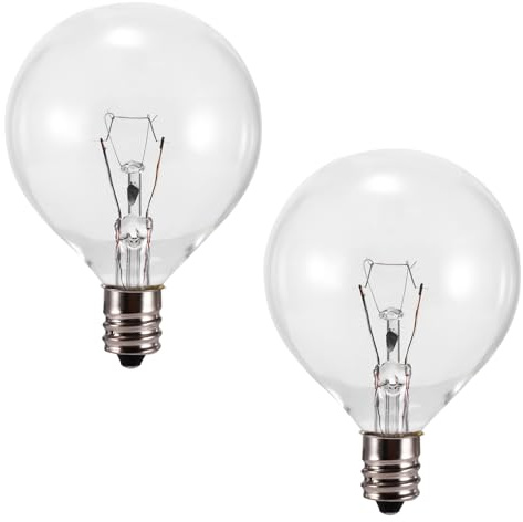 Konesky 2 Pack Wax Warmer Bulbs, G50 25W Scentsy Light Bulb, E12 Base Salt Lamp Bulb, 2700K | Warm White | Dimmable Incandescent Bulbs for Wax Burner(220V-230V)