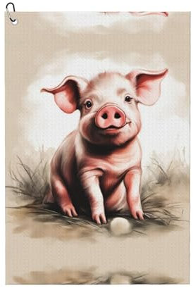 SSIMOO Naughty Pigs Baby 1 Serviette de golf à usage général, accessoire de golf personnalisé pour homme, absorbant et polyvalent