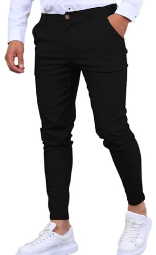Oanviso Pantalon Homme Slim Fit Vêtements Chino Pantalons de Travail Casual Stretch Pantalons Mode Élastique Pantalon Business Skinny Pantalon pour Printemps Eté B Noir M