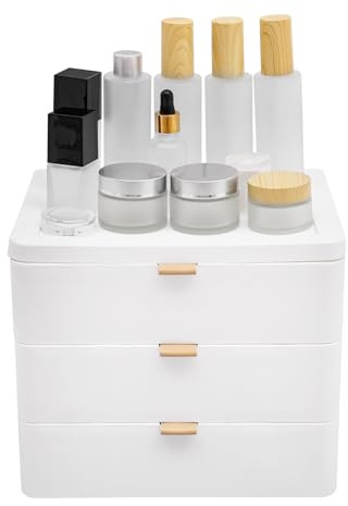 Schreibtisch-Aufbewahrungsbox, Organizer mit Acryl Schubladen, Schubladenbox, Büro Stapelbar Aufbewahrungsbox, für Bürobedarf,Schreibtisch-Accessoires (3 Schubladen)
