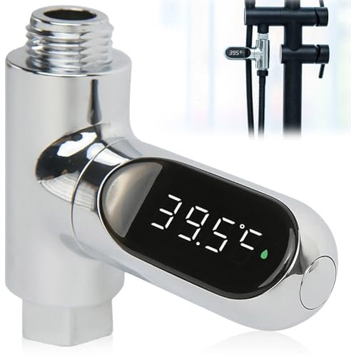 BAIFULAI LED Digital Badethermometer, Badewannenthermometer 0-100 ℃ Echtzeit Wasserdurchfluss mit 360 ° drehbarem Bildschirm, Wasserthermometer Baby, Duschthermometer, Thermometer Badewanne Badezimmer