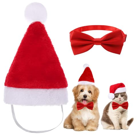 2 pezzi Costume di Natale per Animali Domestici,Cappello di Natale Cappelli per Cani e Gatti,cappello da Babbo Natale per animali domestici,Adatto per decorazioni natalizie, regali, ecc.