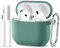 Maledan Compatible with AirPods 4 Case Cover 2024, Soft Silicone Full Body Protective Shockproof Case for Apple AirPods 4th Generation Case with Cleaner Kit & Carabiner [LED Visible],PineGreen