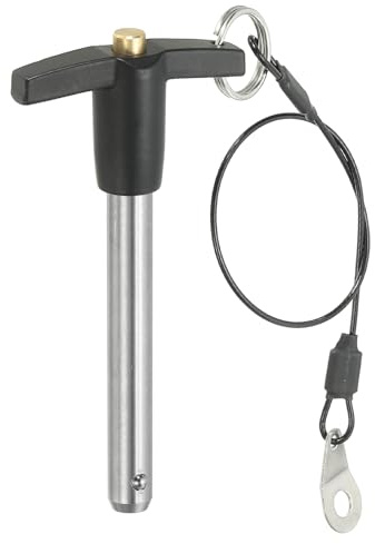 PATIKIL Pinze Blocco a Maniglia a T 2/5 x 2.36 (10 x 60mm), Perno a Sgancio Rapido, Perni Posizionamento Sicurezza Acciaio Inossidabile 304 con Pulsante, Cavo con Cordino da 25 Cm