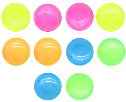 Glorbs 10PCS Glow Sticky Balls, Glow in the Dark Stress Wall Balls, Luminous Fidget Toy for Kids & Adults (Multicolor, 6cm)