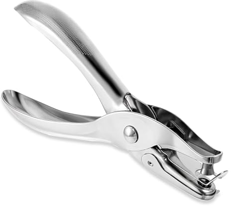 Einzellochstanze, 6mm Rundloch Lochzange Edelstahl Stanzzange Lochstanzer Metall Hole Puncher Taschenlocher Etikettenstanzer Silber Lochstanze für Papier, Fotos, Karten, Grußkarten