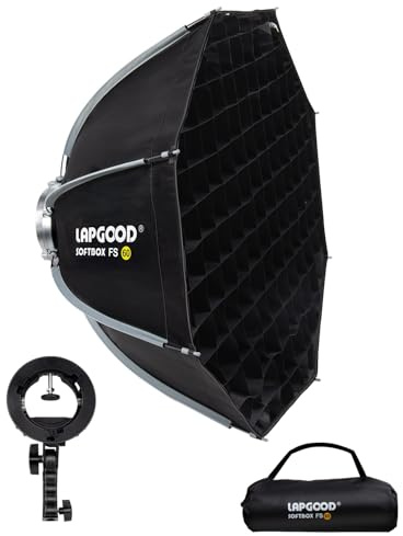 Bowens Mount Softbox 24''/60CM Handheld Quick Set-up, S-Type Bracket | Compatible with Godox Canon Sony Fuji YongNuo Flash AD200PRO V1 TT600 V860III 430EXIII SB500 YN320EX YN560