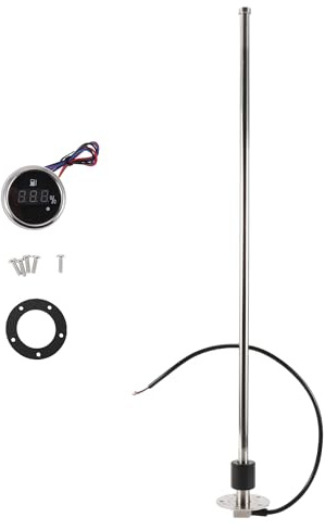 Motoforti Sensor De Combustible Y Medidor Para Barco 1 Set 650mm Metal | Color Plateado Negro, Señal 0-190 Ohm, Adecuado Para Automóviles, Camiones, Autobuses, Larga Vida Útil