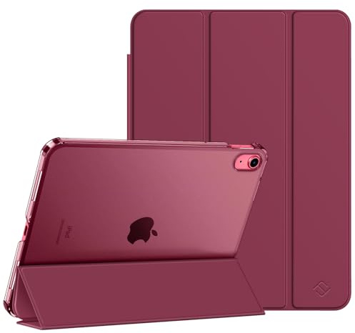 Fintie Hülle für iPad (A16) 11. Generation/iPad 10. Gen, Weinrot | Für 2025/2022 Modell, Ultradünn leichte Schutzhülle, Transparenter Rückseite Case, Dreifach-Ständer, Auto Schlaf/Wach