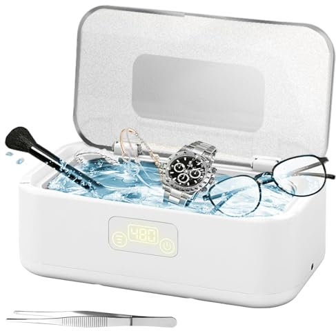 Pulitore ultrasonico ad ultrasuoni, 49000 Hz, 800 ml, dispositivo per la pulizia degli occhiali, Sonic Cleaner con 5 modalità, pulitore ultrasonico per occhiali, anelli, gioielli, protesi dentarie