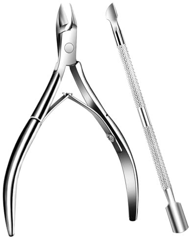 Poraceous Tronchesino Cuticole, con Spingitore Tagliacuticole, Tronchesino Cuticole Acciaio Inox, Esfolia i Piedi e le Mani con la Pelle Morta, Kit di Strumenti per Manicure con Spingi