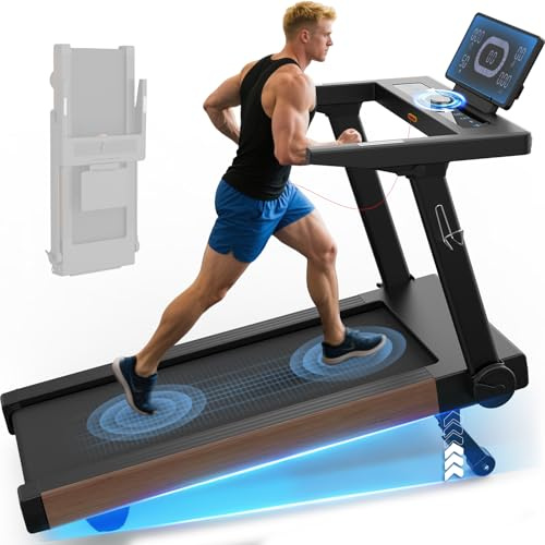 Cowmew Treadmills for Home, Folding Treadmill with 15% Auto Incline, 20KM/H, 7HP, 180KG Capacity, Walking Treadmill for Heavy People with LED Display, Speed Knob, Bluetooth Speakers