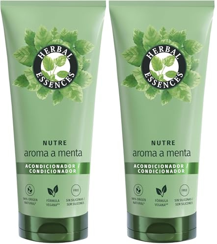 Herbal Essences Acondicionador Nutritivo Con Aroma A Menta, 250 ml, Para Todo Tipo De Cabello, Ayuda A Refrescar, Revitalizar Y Fortalecer, Vegano (Paquete de 2)