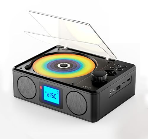 VBESTLIFE Boombox CD Player Portable Audio System, FM Radio med CD Player Mp3 Bluetooth Aux USB, Fjärrkontroll, för Hemmusik