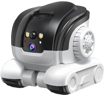 predolo Caméra robot sur roues 1080p, double objectif, pour bébé, pour magasin, salon, crèche, bureau