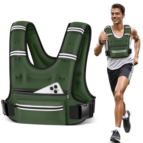 Mieakvool Gilet ponderato per donne e uomini, 8 12 16 9 kg gilet ponderato con tasche portaoggetti, gilet da arrampicata con striscia riflettente, cinghie regolabili, gilet per pesi, per corsa