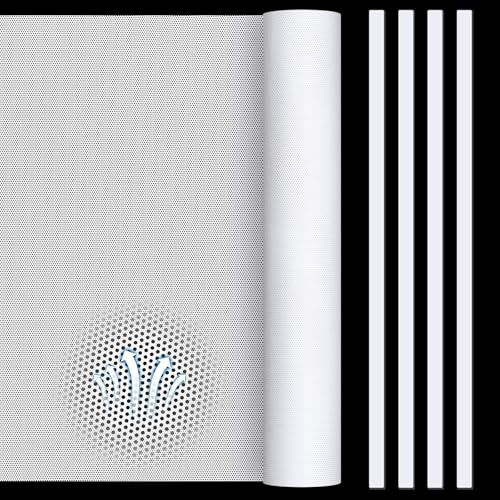 Woanger 1 Pcs 1000 x 300 mm DIY PC Case Dust Filter PC Fan Mesh Filter Air Vent Covers PVC Dustproof Cover with Magnetic Strip for Computer Chassis Speaker and More, 0.03 Inch Hole (White)