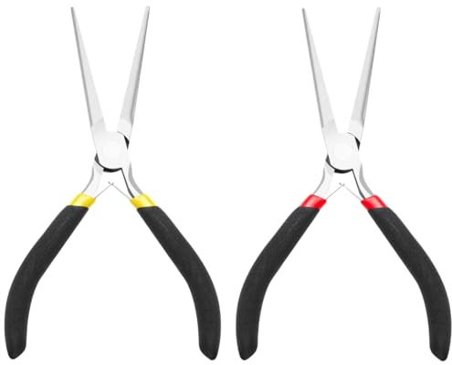 2PCS Steel Long Nose Pliers Pliers Tool Long Needle Nose Pliers Watch Jewelry Repair for Repair Hand-Made Handicraft Tool (2, Long Style)