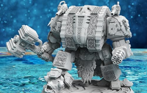 Genérico Asgardian Arktos Dreadnought, Atlan Forge Miniature Multicomponent for Wargames, Resin (Fits 90mm Base Hammer and Gatling Gun)