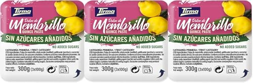 Tirma Dulce de Membrillo | Sin Azúcares Añadidos | Crema de Membrillo de Canarias | Mermelada de Membrillo | Pasta de Membrillo | Sin Gluten | 3 Barquetas, 300g (Paquete de 6)