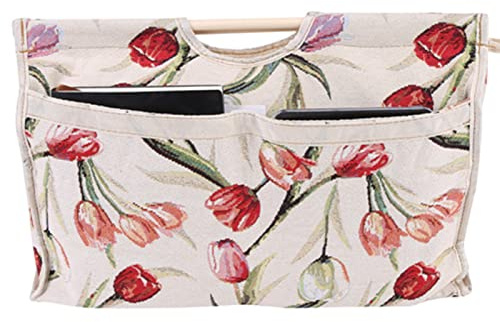 VBESTLIFE Bolsa de Tejer Versátil con de Madera, Bolsa de Almacenamiento de Tela que Ahorra Espacio para Agujas de Tejer y Herramientas de Costura, de Almacenamiento de Revistas de CD