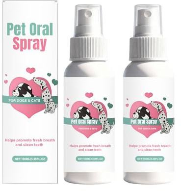 2 stycken tandvårdsspray för hundar och katter, ingen tandborstning krävs, frisk andning, rena tänder, mot dålig andedräkt och tandsten, 100 ml (C)