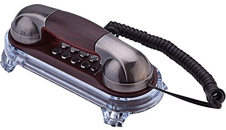 Richer-R Téléphone Filaire dans Un Design rétro, téléphone Fixe Vintage/Téléphone fixé au Mur/téléphone Fixe Filaire/Vieux téléphone avec Rétro-Éclairage Bleu pour la Maison