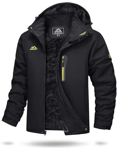 TACVASEN Vinter varm vattentålig fleecejacka för män utomhus skidor skridskoåkning hoodie