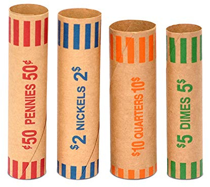 100 rotoli assortiti, resistenti e preformati per monete – quarti, centesimi, nichel e diete (totale 100 pezzi)