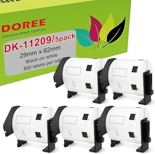 DOREE 5 Rotoli DK-11209 29 x 62 mm Etichette per indirizzi 800/rotolo