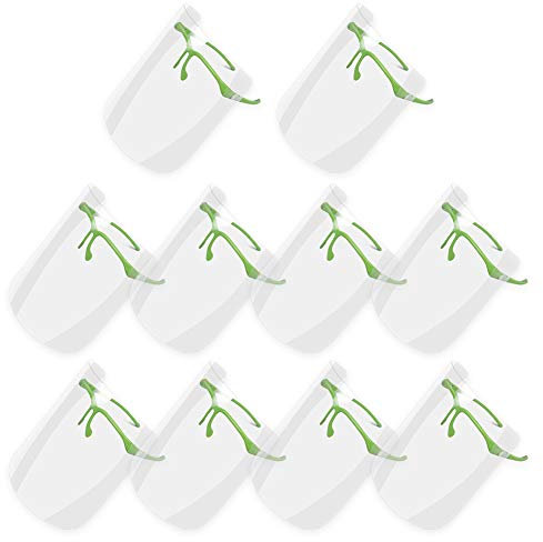 AIEOE 10 x Schutzvisier mit Brille Transparent Visier aus Kunststoff Wiederverwendbare Anti-Fog Mundschutz für Brillenträger