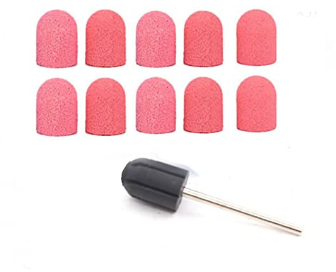 10 x 15 mm filer, trumchuckar, elektrisk nagelpolerare, sandmanikyr och pedikyrverktyg (1 chuck + 10 filer, rosa)