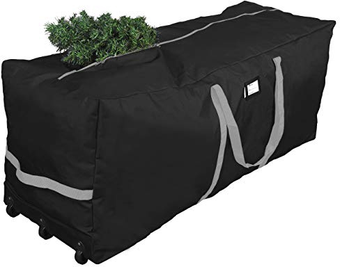 ProPik Christmas Rolling Tree Storage Bag, Fits Up to 9 ft. Tall Xmas Tree, 28 X 16 X 60, Extra Large Heavy Duty Holiday Storage Container, Wheels and Handles 600D Oxford (Black)