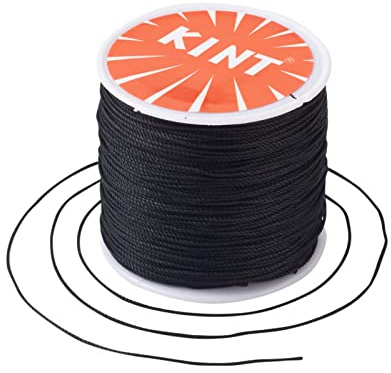 Cheriswelry Cordon rond en polyester ciré avec bobine pour la fabrication de bijoux, tressé, macramé - 0,5 mm - Noir - 100 m