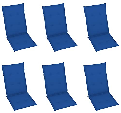 Tidyard 6X Gartenstuhl Auflage für Hochlehner Kissen Sitzkissen Stuhlkissen Polster Stuhlauflage Sitzauflagen Sitzpolster K?nigsblau 120x50x4cm