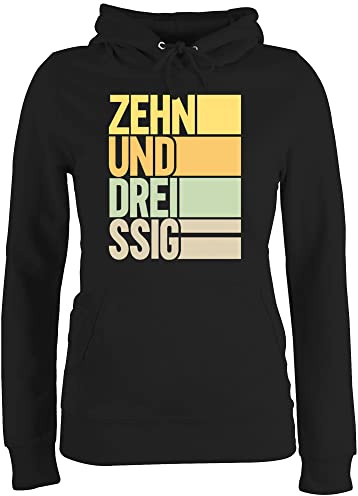 Pullover Damen Hoodie Frauen - 40. Geburtstag - Zehnunddreissig - M - Schwarz - 40er zehnunddreißig kapuzenpullover 40 hoddie 40.geburtstag hoodies 40-er pulli vierzig frau 40ig 40ster 40ter 40iger