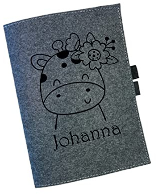 U-Heft Hülle Filz mit Namen | Personalisierte Schutzhülle Mutterpass Impfpass | Tiere Jungen Mädchen Giraffe