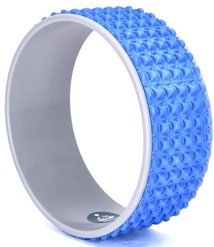 Present Mind Yoga-Rad – 33 x 13 cm – ideal für Yoga-Übungen und Übungen – Handwaschbarer Dehner – Yoga-Roller – langlebig – Tiefengewebemassage, Wirbelsäulenausrichtung – Rücken-Druckknopf-Rad – Blau