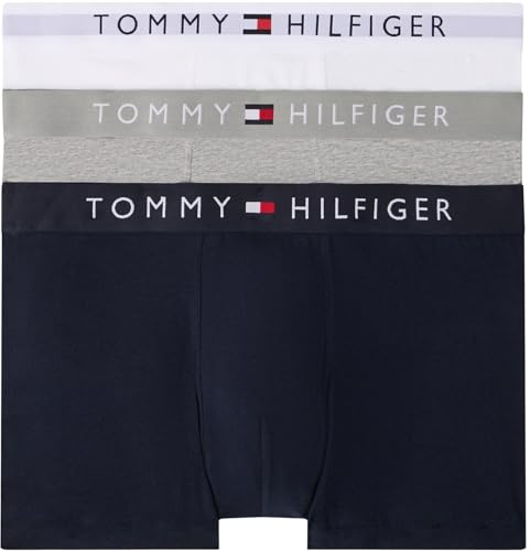 Tommy Hilfiger Homme Boxer Lot de 3 Slip Sous-Vêtement, Multicolore (Grey Htr/White/Desert Sky), L