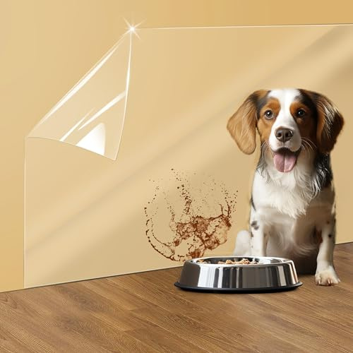 Electrostatic Wall Protective Film, Clear Wall Protector Removable Contact Paper, Transparent Static Cling, Plastic Protector from Trash Can, Chair Back, Furniture, Door 13ft
