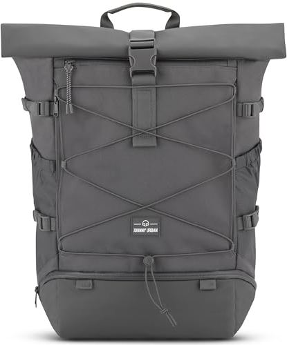 Johnny Urban Reiserucksack Damen & Herren Grau - Allen Travel L - 37L Rolltop Rucksack Groß Handgepäck - Idealer Backpack für Reisen Ausflüge Trips - Wasserabweisend