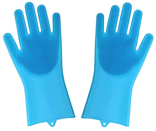DUnLap Cleaning Gloves Dishwashing Cleaning Gloves Magic Silicone Rubber Sponge Glove Household Scrubber Kitchen Clean Tools Dropshipping Kitchen Eco Friendly Cleaning Gloves(Blue)