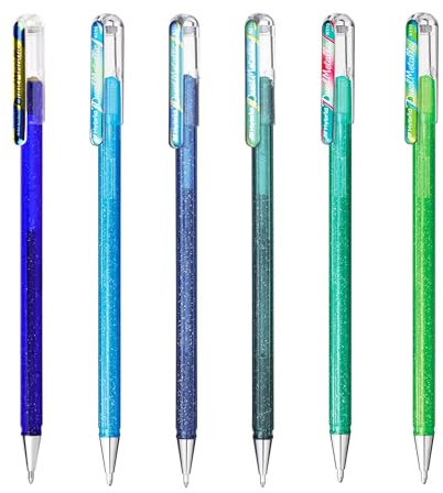 Pentel Hybrid – Dual Metallic – Flüssiggel-Tintenroller – K110 – Cool Tones Set – 6 Stück, Coole Töne