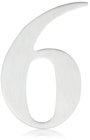 Bwintech 1 Pcs 75mm Hauteur (3 Inch) Satin Nickel Ruban Autocollant Numéro de Porte 6 Acier Inoxydable 304 Numéro de Maison, Convient pour Porte Avant, Bois, Composite, UPVC
