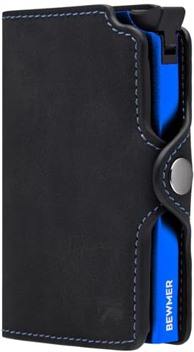 BEWMER Kartenetui 1 für Herren und Damen, kleine Brieftasche mit RFID-Schutz und Clip aus Kohlefaser zur Aufbewahrung von Banknoten