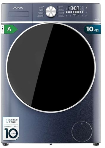 Cecotec Lave-Linge 10kg Chargement Frontal Bolero DressCode 8800 Inverter Ice Blue A. 2000W, 1400 tr/min, Faible Consommation, Moteur Inverter Plus, SteamMax, Chargement Automatique, Écran Tactile XXL