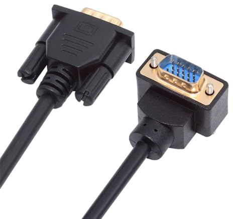 cablecc Cable de extensión VGA RGB macho a macho recto 3COAX+6C en ángulo de 90 grados para monitor proyector computadora